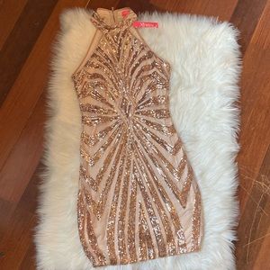Rose gold sequin cocktail dress